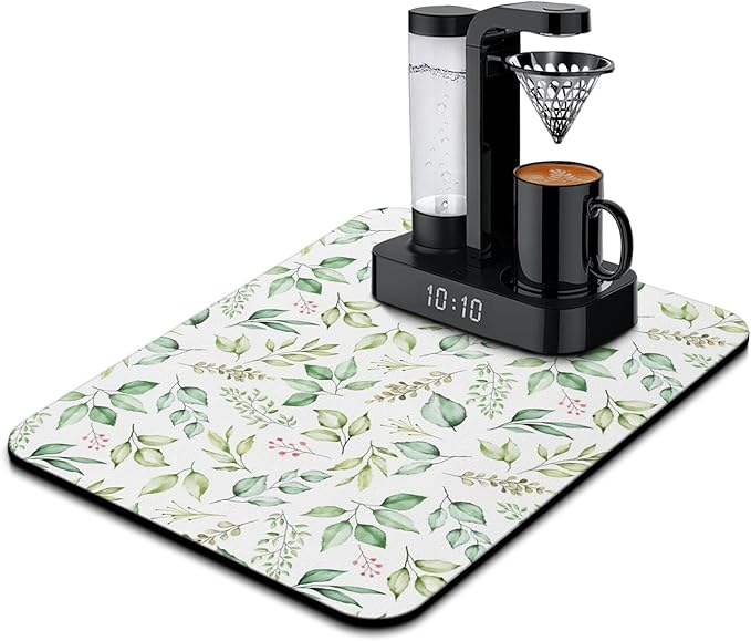 Fun Coffee Mat 24inx18in,Coffee Bar Mat for Countertops,Absorbent Hide Stain Anti-Slip Coffee Bar Accessories Fit Under Coffee Machine Mat,dish Drying Mats for Kitchen