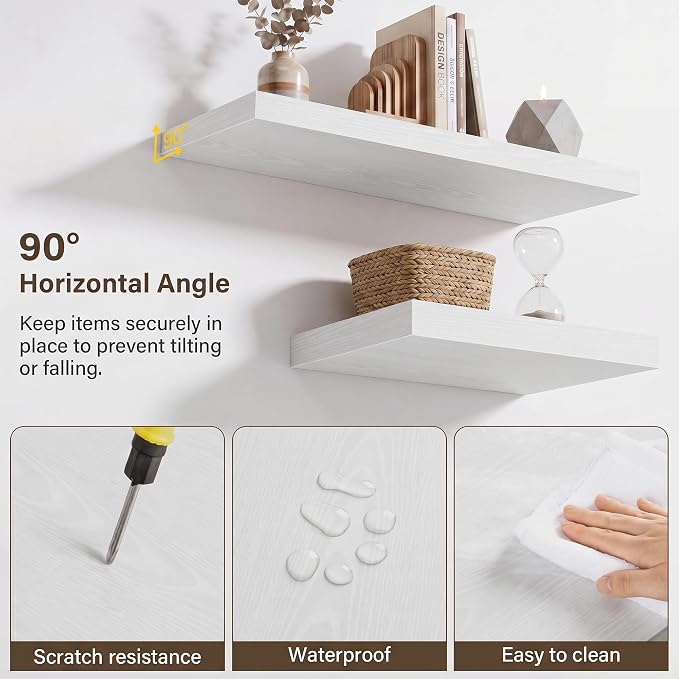 Acovy 10" Extra Deep Floating Shelves for Wall, 48" Long Wood Wall Shelves Set of 1 for Bathroom Bedroom Kitchen Living Room Laundry Room, Modern Floating Shelf for Home Decor