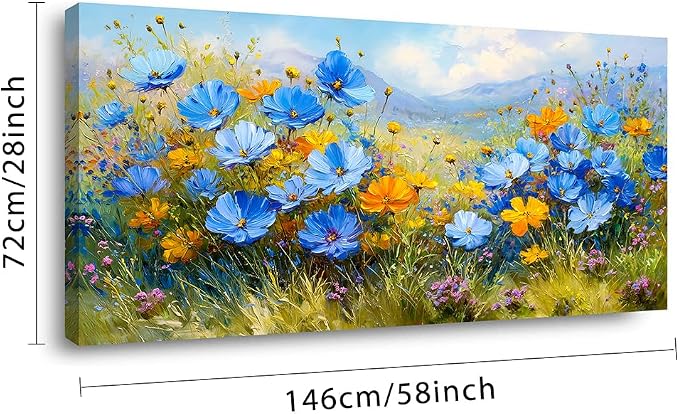 Ggaafet Bright Wildflower Wall Art for Living Room Canvas Oil Painting Prints Beautiful Floral Blooming Art Deco Pretty Flowers Artwork Office Bedroom Family Dining Room Decor Extra Large