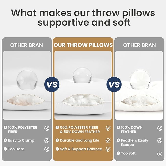 BHZ Euro Throw Pillow Inserts, 24x24 Down Feather Alternative Pillow Inserts Set of 2, Decorative Soft Large Square White Throw Pillows Insert for Couch Bed Dorm Sofa with Breathable Cover