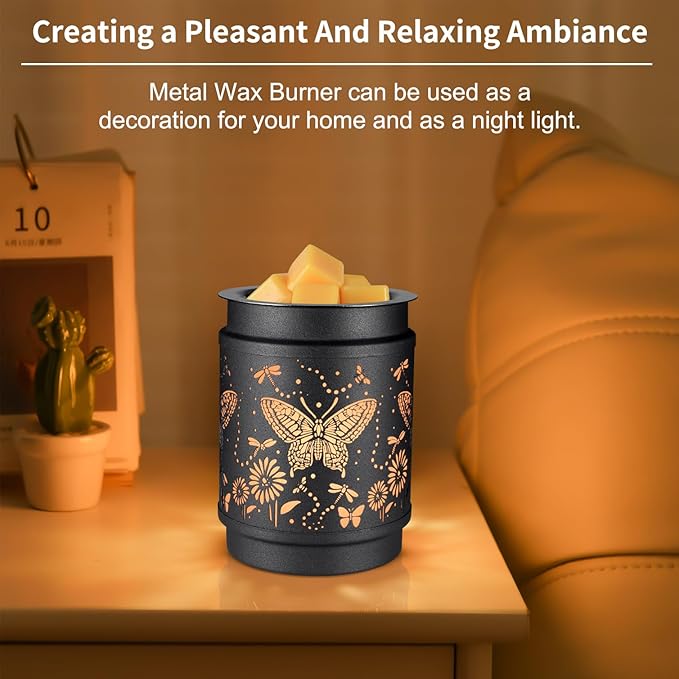 kobodon Wax Melt Warmer Metal Wax Warmer for Scented Wax Electric Fragrance Candle Oil Burner 2 in 1 Wax Melts as Gifts for Moms Grandma Women Girls(Butterfly)