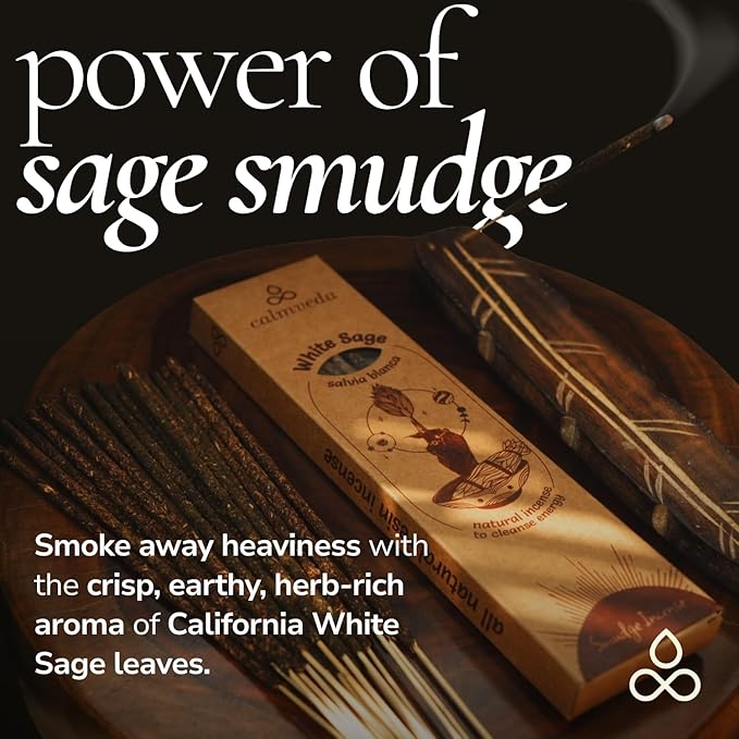 Organic White Sage Smudge Sticks - for Cleansing Negative Energy (24+ Sage Sticks, 9 Inches) Thick California White Sage Incense Sticks with Real Leaves | Protection Incense Sticks for Daily Smudging