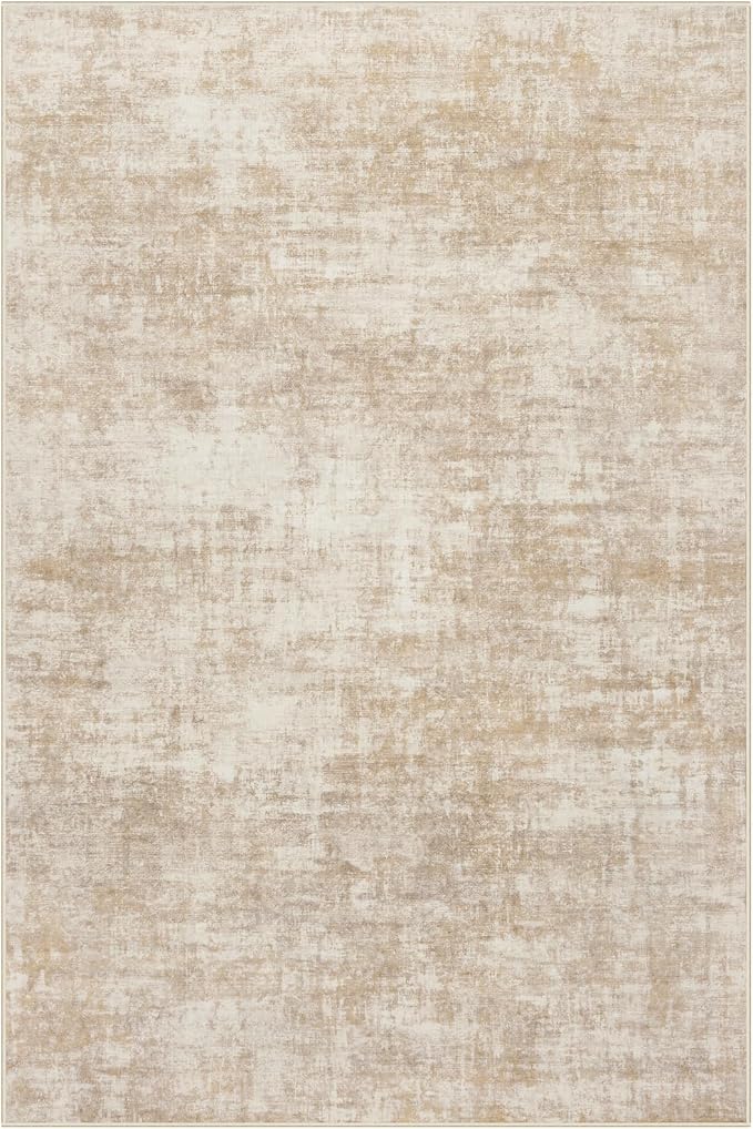 5x7 Area Rugs Washable Rug: Modern Abstract Living Room Rug Soft Anti-Skid Thin Carpet Indoor Floor Non-Shedding Carpets for Bedroom Dining Room Farmhouse Nursery Home Office - Beige