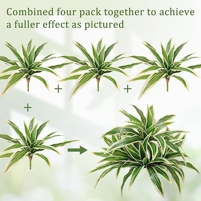 4Pcs Fake Ferns, Faux Outdoor Plants UV Resistant,3D Real Touch Fake Plants Total 80 Blades,Weatherproof Artificial Plants Outdoor Indoor for Garden Porch Home Office Decor