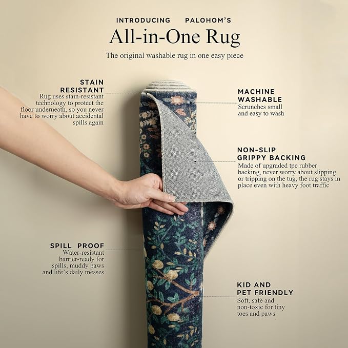 8x10 Area Rugs for Living Room: Washable Bedroom Rug Vintage Area Rug Stain Resistant Non Slip Low Pile Lightweight Soft Carpets for Living Room Dining Room Kitchen Nursery Kids Room Farmhouse Indoor