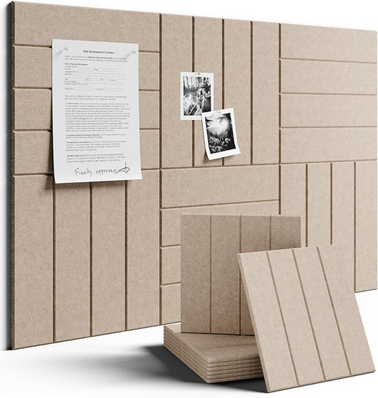 Large Felt Bulletin Board 36"x24" Cork Board Alternative - 6 Pack with 40 Safe Removable Adhesive Tabs, Cork Boards for Walls Felt Board for Home Office Classroom Pin Board-Taupe