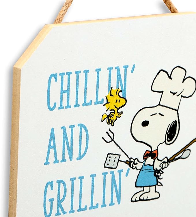 Peanuts Snoopy Chillin' and Grillin' Conversion Chart Hanging Wood Wall Decor - Fun Kitchen Measuring Sign