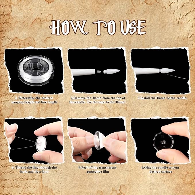 36 Pcs Halloween LED Magic Hanging Floating Candles, Taper Flickering Flameless with 2 Magic Wands - Candle Set for Halloween, Christmas, Weddings, Birthdays & Fantasy Ambiance...