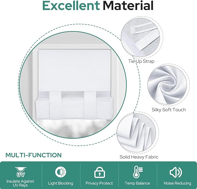 HOMEIDEAS 100% Linen Blackout Sidelight Curtains for Front Door, Side Door Window Curtains, Small Window,Thermal Insulated Covering, 1 Panel, W12 X L68 Inch, Pure White