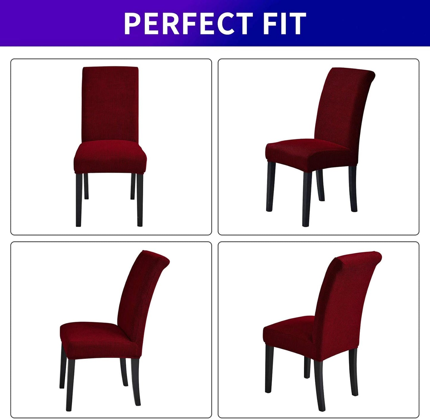 Howhic Stretch Chair Covers for Dining Room Set of 6, Removable Washable Dining Room Chair Covers, Dining Chair Slipcovers Seat Protector, Great Home Decor and Banquet Upholstery (Red Dahlia, 6 Pack)