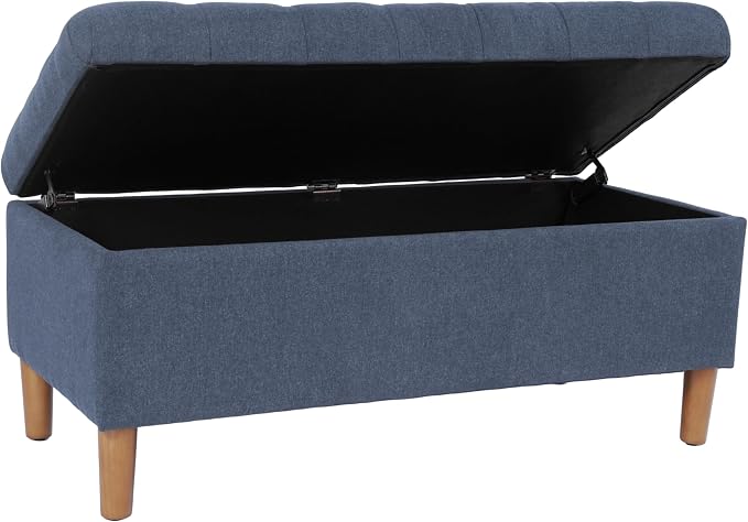 HomePop 40" Ainsley Button Tufted Storage Bench - Blue Woven