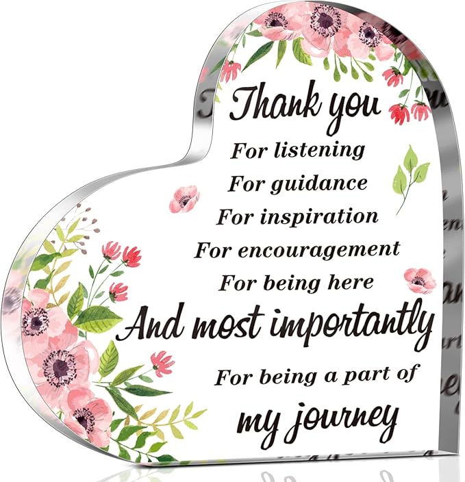 Yinder Thank You Gifts for Women Appreciation Gifts for Coworker Employee Nurse Teacher Leader Boss Inspirational Quotes Acrylic Desk Decor for Home Office Farewell Retirement