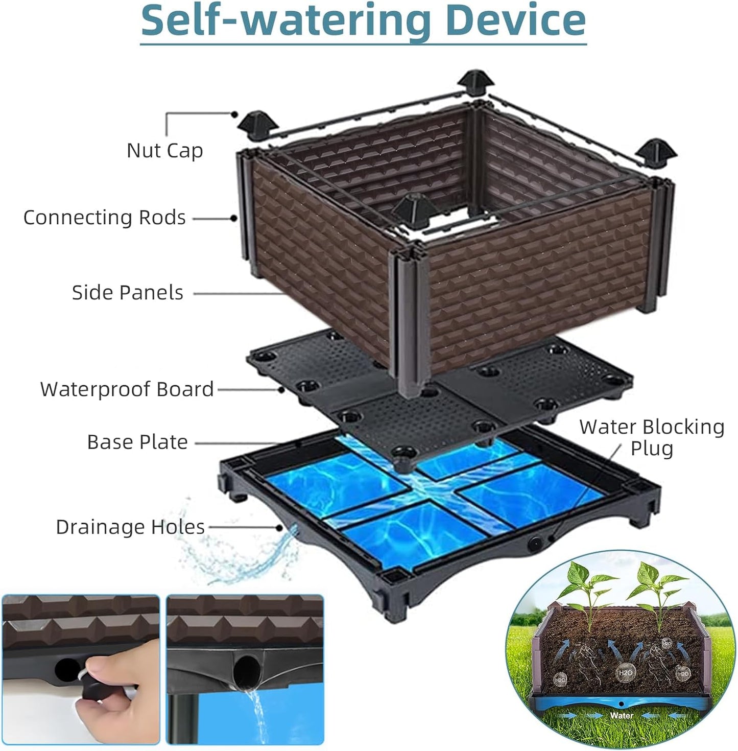 Large Planters for Outdoor Plants - Deepened 20" H, Raised Beds for Gardening Self Watering, Elevated Planter Box with Legs, Rectangular Garden Planters for Outdoor Plants Flowers, 78.7"L x 15.7"W