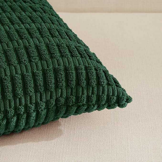 Fancy Homi 4 Packs Decorative Throw Pillow Covers for Living Room Couch Bed, Modern Farmhouse Boho Home Décor Accent Cushion Case, 20" x 12" (Pack of 4), Dark Green