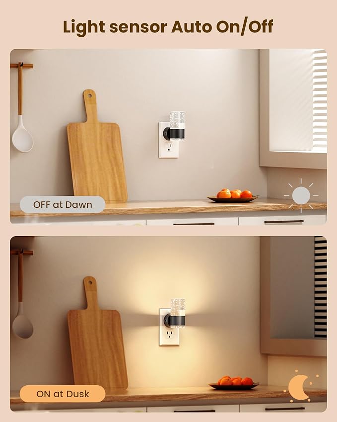 VOLISUN LED Night Lights Plug into Wall, Dimmable Night Light 3 CCT & 5 Brightness Levels, Acrylic Bubble Nightlight with Dusk to Dawn Sensor for Hallway, Bathroom, Stair, Nursery Black 6 Pack