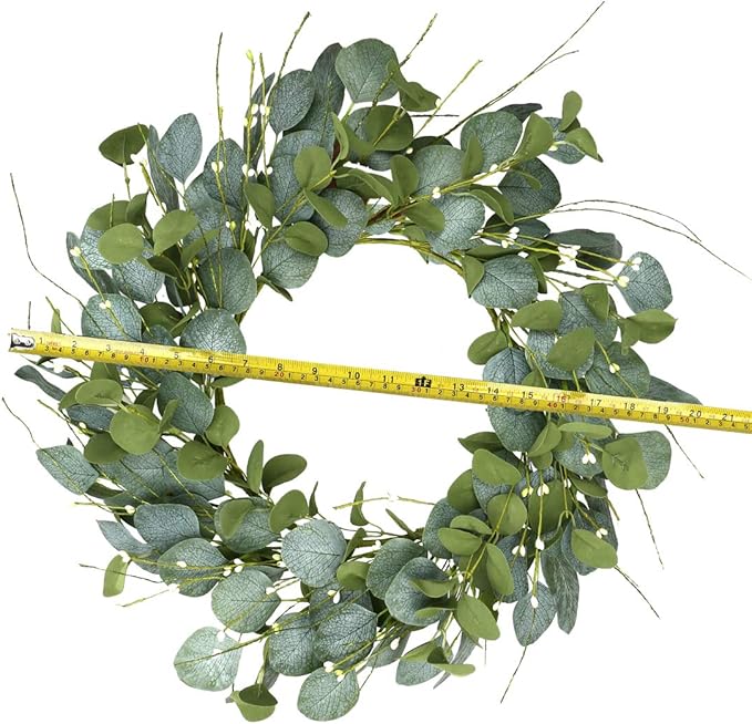 LLZLL 20inch Eucalyptus Wreaths for Front Door Spring and Summer Green Wreath with Berries Farmhouse Door Wreath Year Round Wreaths for Front Door Indoors