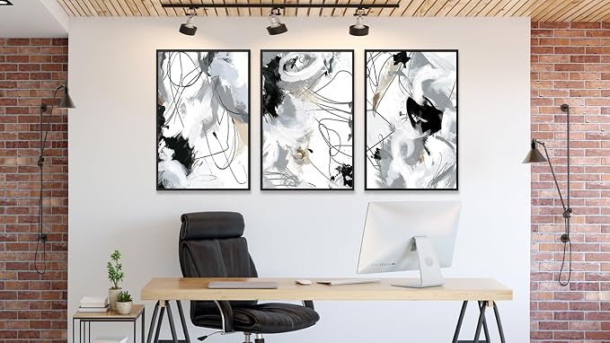 Large Framed Wall Art Canvas - Natural Framed Art Abstract Canvas Pictures for Living Room Modern Canvas Prints for Bedroom Black Float Framed Artwork for Home Office Kitchen Decor 16" X 24" X 3