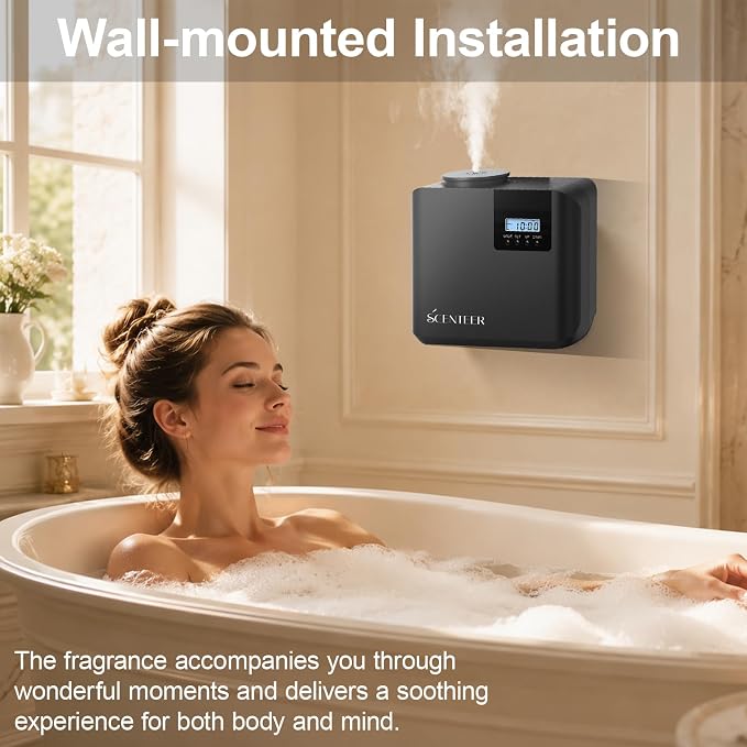 2026 Upgraded HVAC Scent Diffuser Machine Kit, Cover 5000 Sq.Ft, Wi-Fi Control, Scent Air Machine for Home,Waterless Cold Air Aromatherapy Essential Oil Hotel Fragrance Diffuser for Large Room - Black