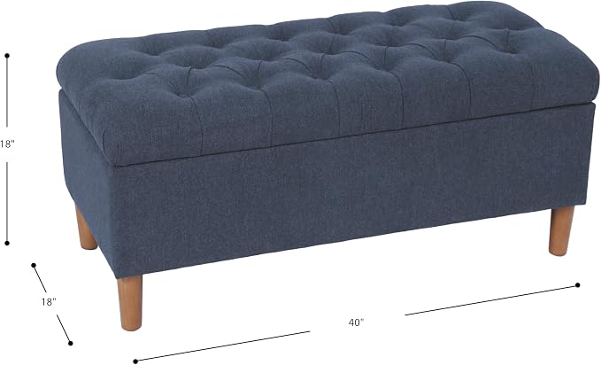 HomePop 40" Ainsley Button Tufted Storage Bench - Blue Woven