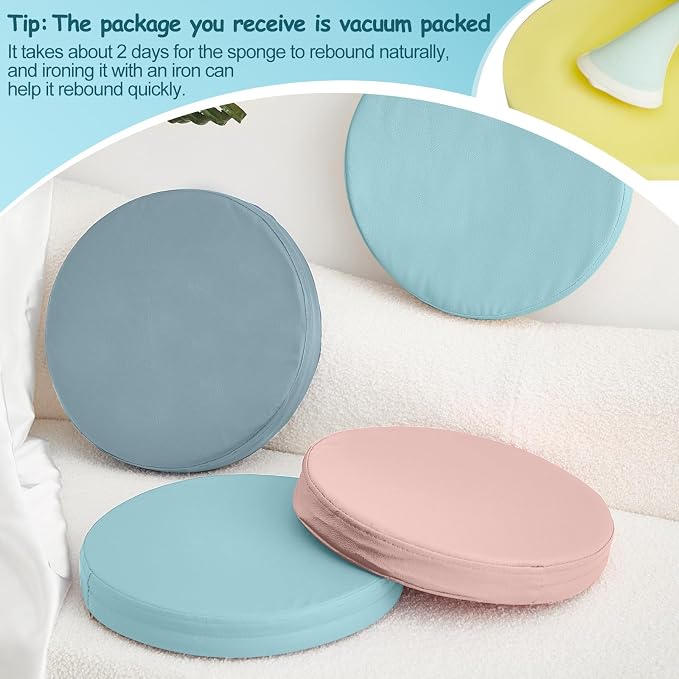 Juexica 3 Pcs Extra Thick Flexible Seating Floor Cushions Assorted Colored Pillow Floor Cushions for Classroom Soft Flexible Seating for Learning Sitting Office School Chair (Morandi Colors,Round)