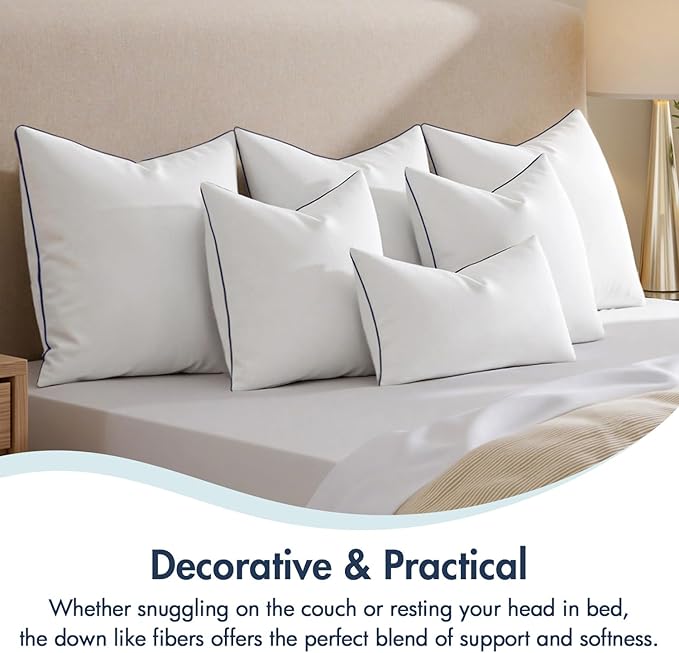 MIULEE 18x18 Pillow Inserts, Fluffy Down Alternative Filling Pack of 2 Ultra Soft Throw Pillows for Sofa Couch Bed