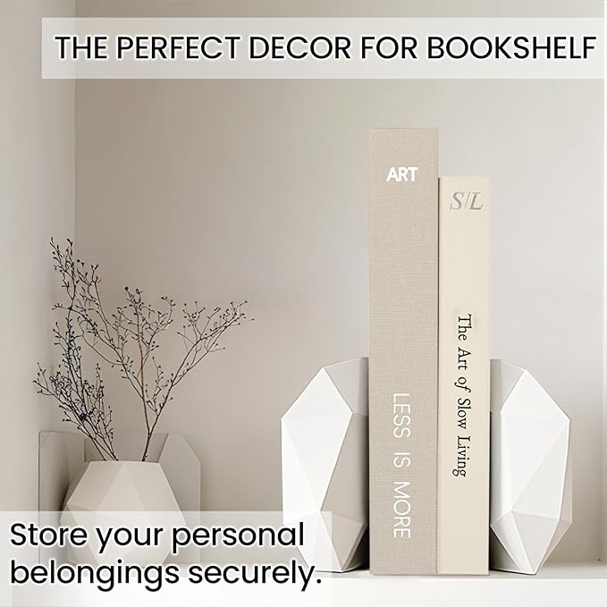 Minimalist Decorative Books - Fake Books Storage Box for Decoration - Set of 2 Linen Coffee Table Decor - Photo Storage Keepsake Box for Room Bookshelf Decor, Griege