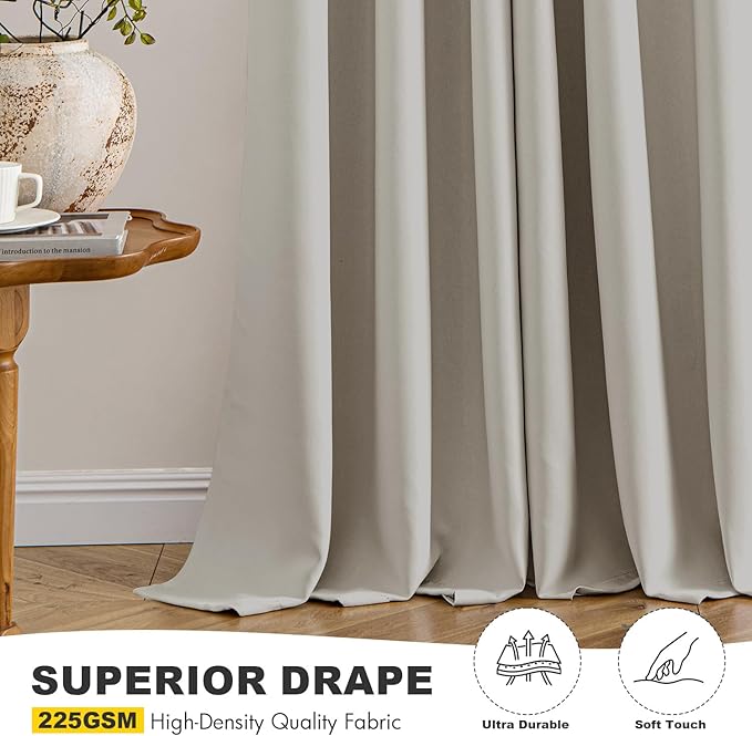 MIULEE Natural Blackout Curtains - Bedroom Window Treatment Curtains Thermal Insulated Room Darkening Drapes for Living Room Kitchen Grommet Light Blocking Drapery, 40 x 54 Inches Long, 2 Panels