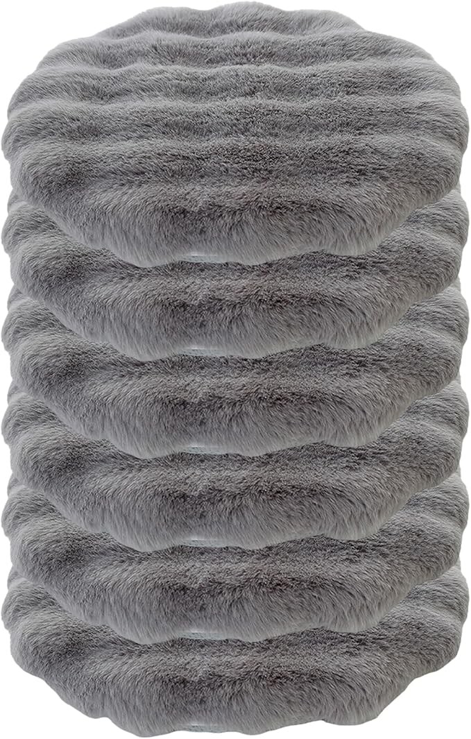 Lifup 6 Pack Round Chair Pads Memory Foam Seat Cushion Soft Cozy Plush Non Slip Thick Pad with Ties and Removable Cover for Dining Room, Office Grey 18 x 18 Inch