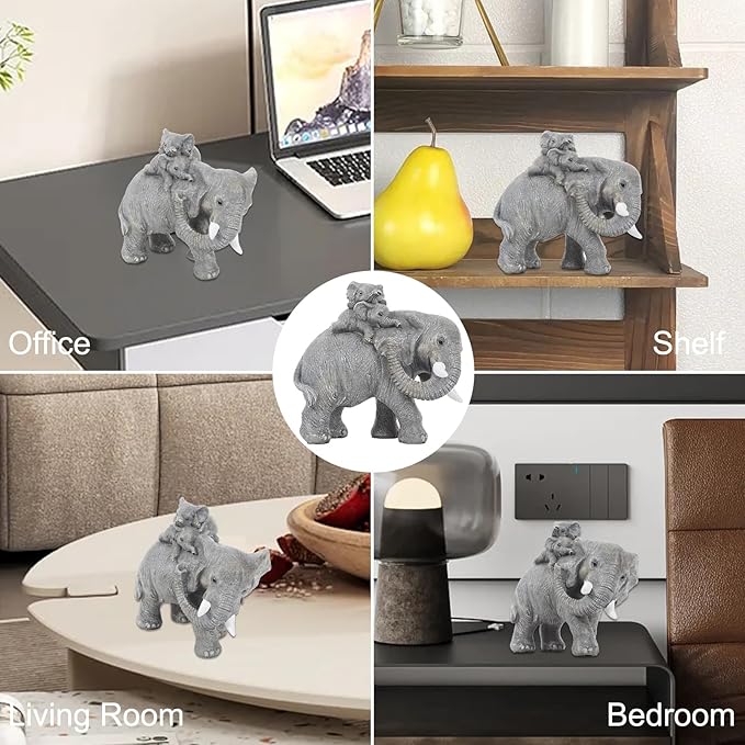 Good Luck Decorations Elephant Gifts for Women,Unique Figurines Decor for The Home, Room,Bathroom,Bedroom,Classroom Shelf Décor (Gray)
