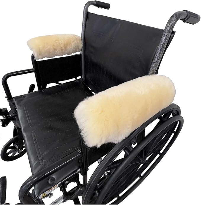 Sheepskin Ranch Wheelchair Armrest Pads – Genuine Sheepskin Armrest Cushions for Wheelchairs & Office Chairs, Pressure Relief Support Pads for Seniors, Adults & Disabled Users - Made in the USA