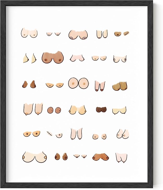 HAUS AND HUES Funny Bathroom Wall Art Decor - Bathroom Prints Funny Restroom Art Posters Fun Boobs Poster Artwork For Walls (Unframed 16x20)