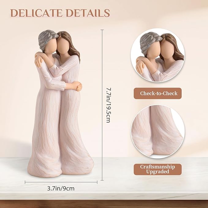 Storieme Sentimental Gifts for Mom from Daughter: Mother Daughter Hugging Resin Figurines Sculpture - Mom's Gift for Birthday Mother's Day Christmas Home Decor