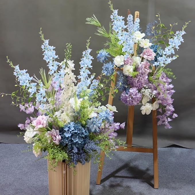 8 pcs Sky Blue Delphinium Artificial Flowers, 34.25''Artificial Snapdragon Flowers Tall Fake Flowers Silk Flowers Faux Delphinium Bulk for Tall Vase Home Wedding Garden Table Decor