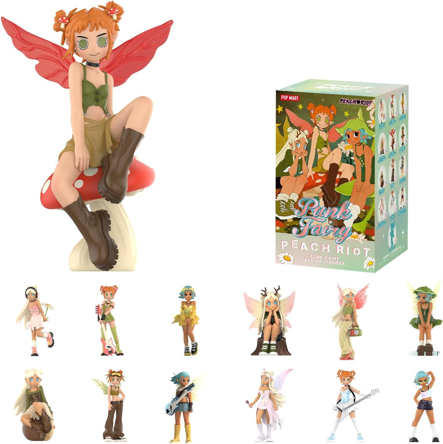 POP MART Peach Riot Punk Fairy Series Figures, Peach Riot Blind Box Figures, Random Design Action Figures Collectible Toys Home Decorations, Holiday Birthday Gifts for Girls and Boys, Single Box