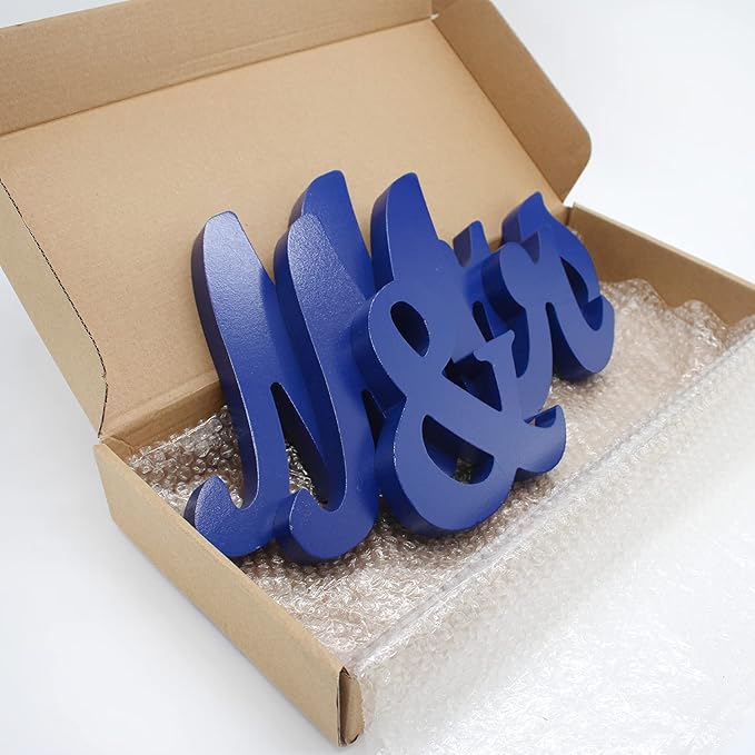 Navy Blue Mr & Mrs Sign for Wedding Table, Large Wooden Letters, Wedding Decoration, Anniversary Party & Valentine's Day Vintage Decor