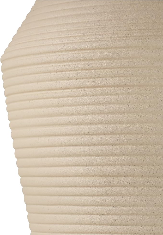 Globe Electric 18" Table Lamp, Ceramic Base, Tan, Linen Shade, Rotary Switch on Socket, Reading Light, Home Decor