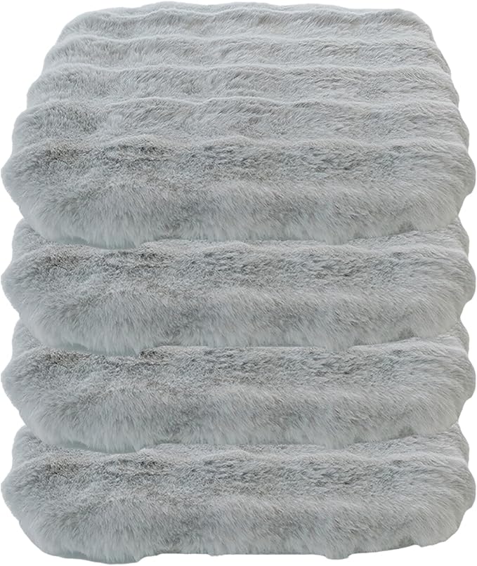 Lifup 4 Pack Square Chair Pads Memory Foam Seat Cushion Soft Cozy Plush Non Slip Thick Pad with Ties and Removable Cover for Dining Room, Office Grey 20 x 20 Inch