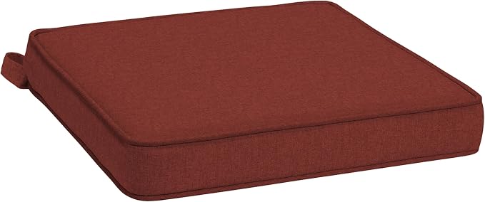 Arden 19 x 19 Luxury Foam Outdoor Double Welted Dining Seat Cushion, Made with PROFOAM, Performance Fabric, Rain-Proof, Fade Resistant, Chili Pepper Red Woven Solid