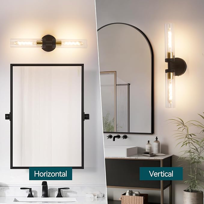 Battery Operated Wall Sconces, Wall Sconce Set of 2, 3000K-6500K Black Rechargeable Wall Lamp with Remote, Indoor Non-Hardwired Wall Lamps, Modern Vanity Light for Bedroom, Living Room, Aisle