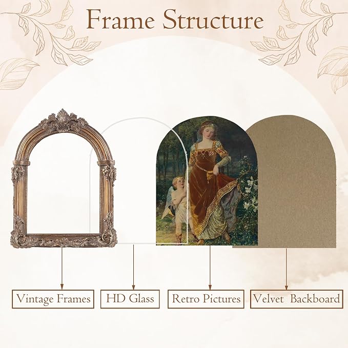 Bronze Antique Picture Frames 5x7 Ornate Arched Vintage Picture Frames with Glass Front for Wall Hanging and Tabletop Photo Gallery Wall Decor Vintage Home Decor