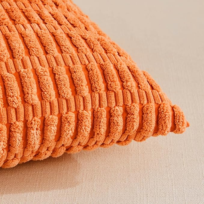 Fancy Homi 4 Packs Decorative Throw Pillow Covers for Living Room Couch Bed, Modern Farmhouse Boho Home Décor Accent Cushion Case, 16" x 16" (Pack of 4), Orange