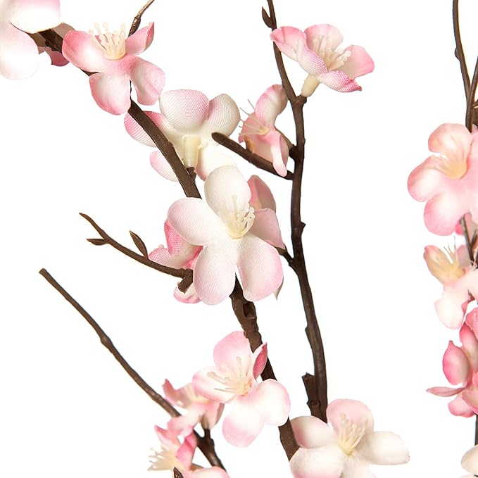 Ammyoo 4Pcs Cherry Blossom Branches Artificial Flowers for Spring Summer Indoor Decoration,Faux Long Stem Artificial Flowers for Wedding Home Office Bedroom Party Table Centerpieces Decor (Pink)