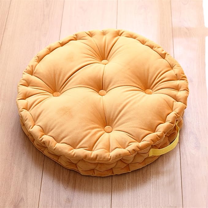Lifup Large Round Floor Pillow Cushion for Adults, Tufted Plush Cushions with Handle for Classroom Balcony Tatami Living Room Yoga Seating Yellow 20"