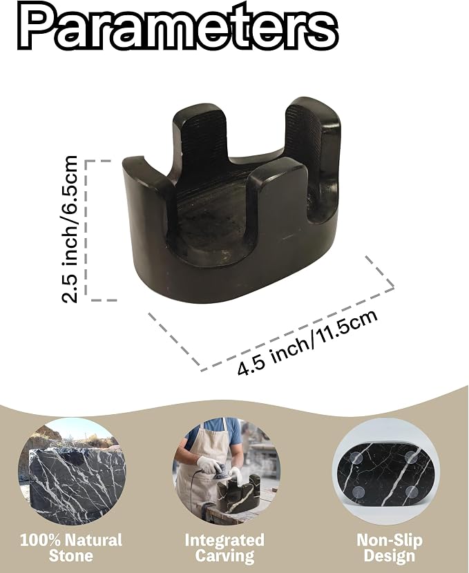 Black Marble Sponge Holder for Kitchen Sink, Dual Slot Stone Caddy, Nero Marquina | 2-in-1 Natural Marble Sponge & Brush Holder, Raised Edge Helps Catch Water, Keeps Countertop Dry, Luxury Kitchen Decor