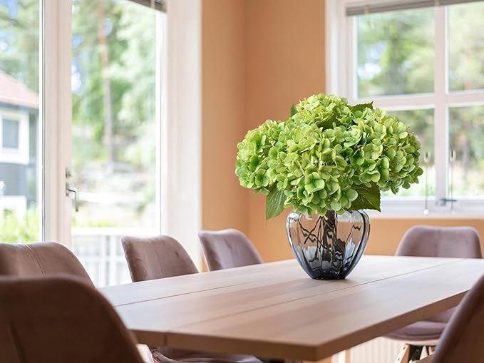 ZYTUYO 4PCS Green Fake Real Touch Hydrangea Flowers 20'' Lifelike Latex Artificial Hydrangeas for Spring Home Decor Outdoor Garden Porch Indoor Bathroom Living Room Kitchen Table Centerpiece