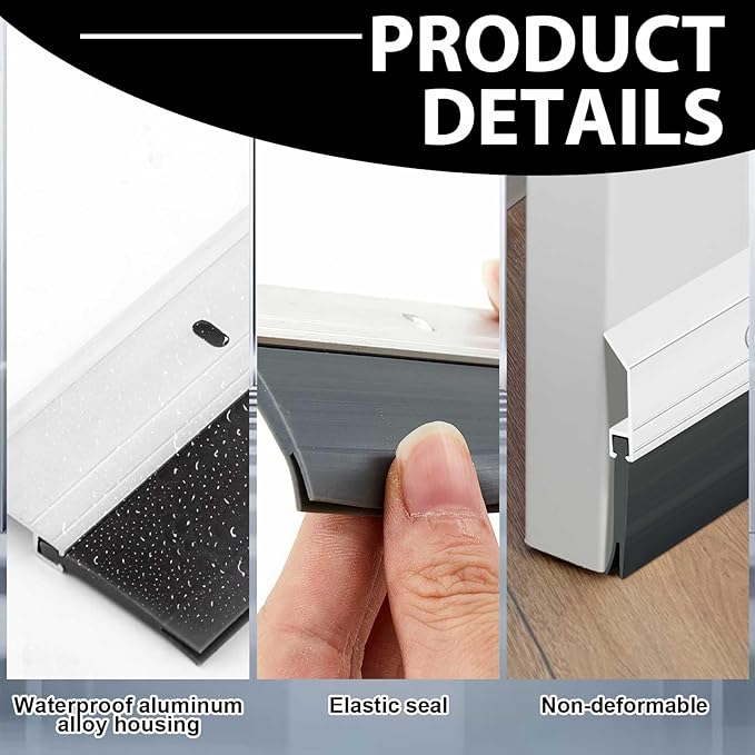 Hushee 2 Pack 48 Inches Metal Rubber Door Sweep, Double Rubber Seal Aluminum Door Sweep High Sealing Draft Stopper, Weatherproof Sound Insulation Indoor Outdoor Use for Residential Commercial (Sliver)
