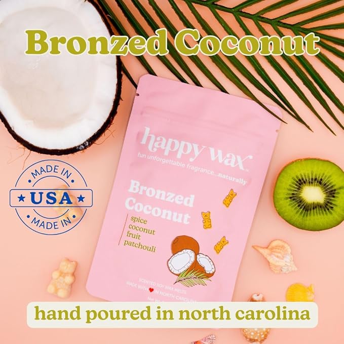 Happy Wax Endless Summer Collection Scented Natural Soy Wax Melts – 6 Total Oz. of Scented Wax Melts, Collection Includes Bronzed Coconut, Coastal Tide and Pina Colada