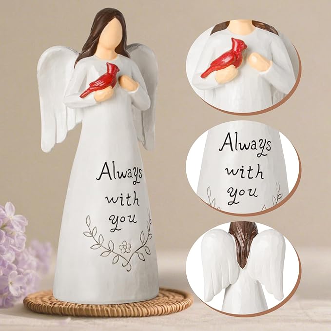 Cardinal Gifts for Women – Red Cardinal Decor Angel Figurine, Sympathy Gifts for Loss of Loved One, Memorial Gifts for Women, Bereavement Gifts Grief Resin Home Statue