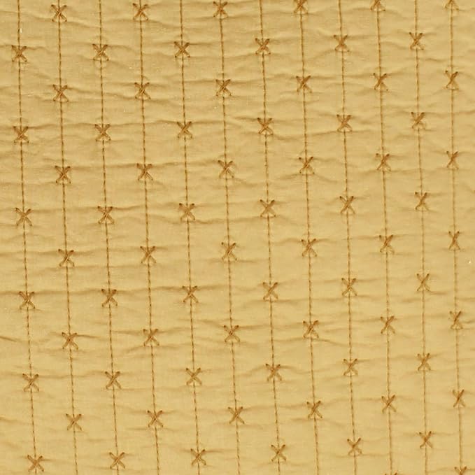 Levtex Home Cross Stitch Reversible Twin XL/Twin Quilt Set (68x86in) with 1 Pillow Sham (26x20in) - Stitch Texture - Ochre - 100% Cotton Twin Size Quilt Bedding Set - Lightweight, Soft, Pre-Washed