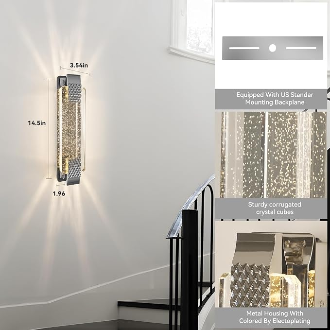 camuucci Battery Operated Wall Sconce, Rechargeable Silver Light 1 Pack | Wireless Wall Lamp with 12000mAh Battery，Not Hardwired Wall Fixture for Bedroom Living Room - 14.5 Inches